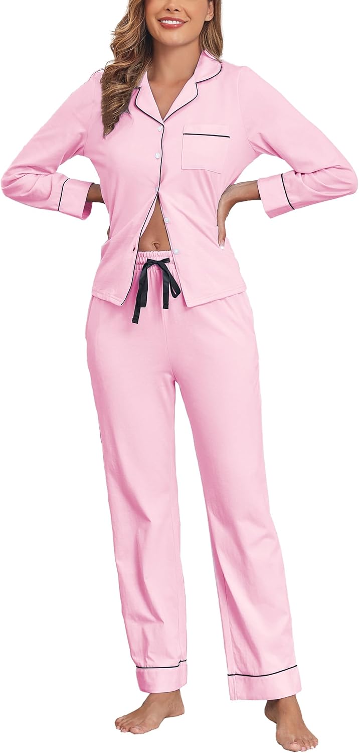 100% Cotton Pajamas for Women Set Soft Pjs Lounge Sets S-XXL