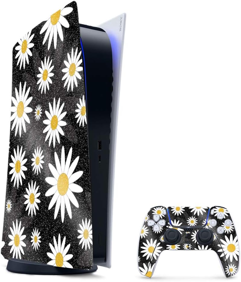 MightySkins Glossy Glitter Gaming Skin for PS5 - Daisies Design