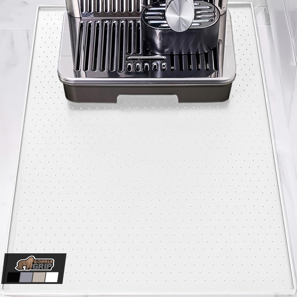 Waterproof Espresso Station Mat, Gorilla Grip, 15x23, White