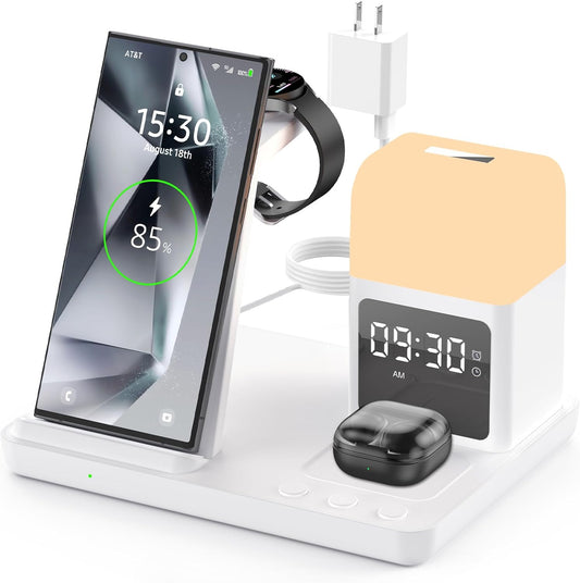 Wireless Charger for Samsung with Alarm Clock and Night Light