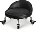 Low Height Rolling Stool with Back - Compact Rolling Seat for Tasks