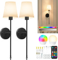 Battery Operated Wall Sconces Set of 2 - Rechargeable Cordless Wall