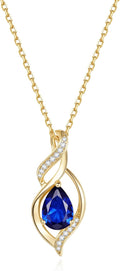 Sapphire Teardrop Birthstone Necklace for Women - Infinite Love