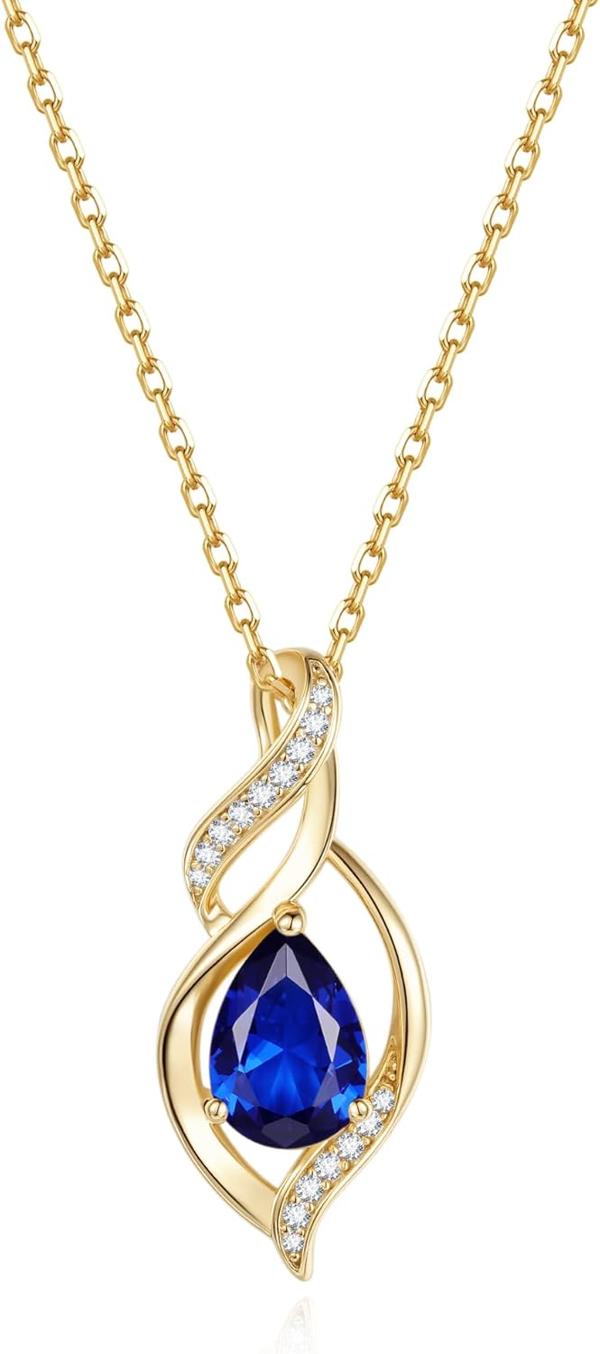 FANCIME Birthstone Necklace for Women - Teardrop Sapphire Gift