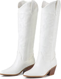 Cowboy Boots For Women Knee High 2-In Low Heel - Classic Embroidered