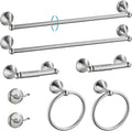 8-Pieces Bathroom Hardware Set - Adjustable Towel Bars and Rings