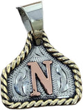 Copper Initial Cow Tag Necklace for Women - Large Pendant