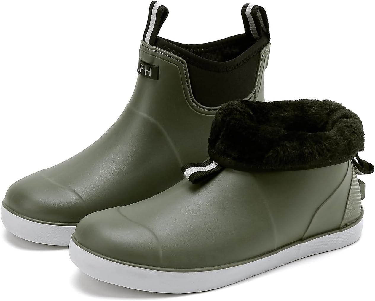 Men's Waterproof Ankle Rain Boots with Anti-Slip Traction