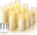 Flameless Candles with Star String Lights - 12Pcs Flickering Set