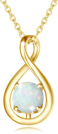 Birthstone Infinity Necklace for Women - Dainty Sterling Silver Opal