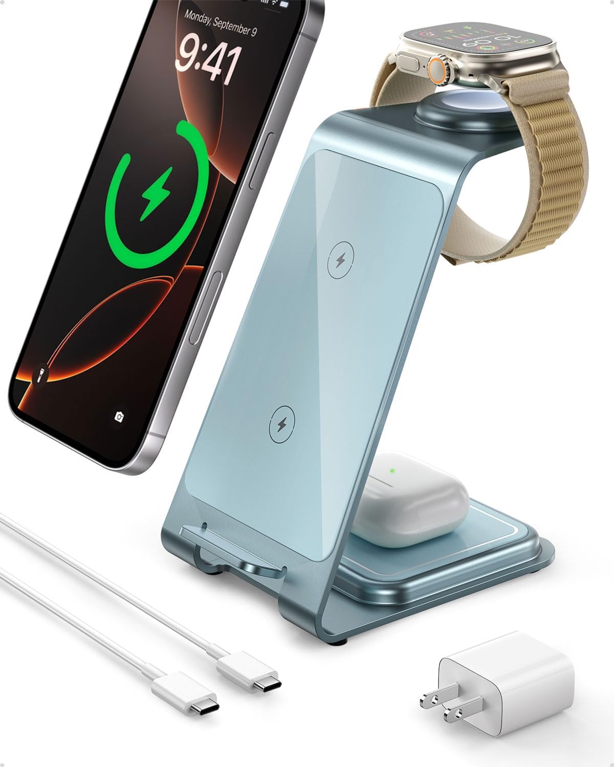 3 in 1 Wireless Charging Station for iPhone and Apple Watch