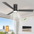 Black 52 in Ceiling Fan with Light and Remote - Quiet Flush Mount