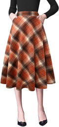 Plaid Skirts for Womens High Waist Pleated Midi Skirt (Style PB2W)