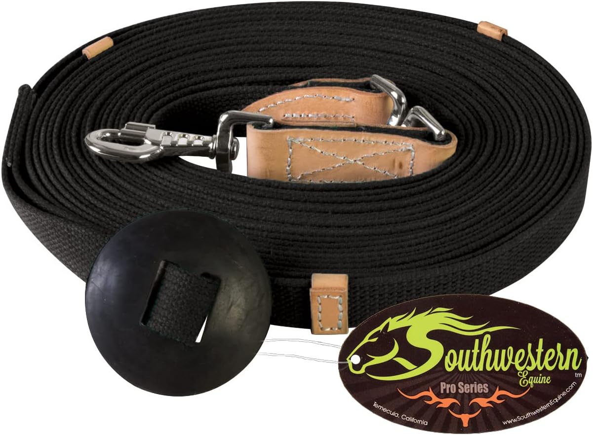 35ft Flat Cotton Web Lunge Line with Rubber Stop for Comfort
