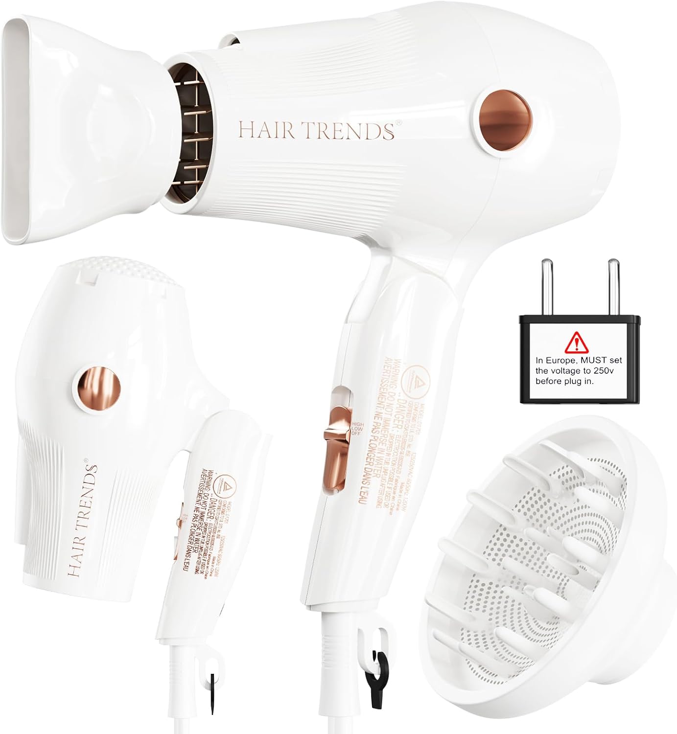 Portable Dual Voltage Mini Hair Dryer for European Travel