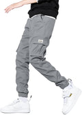 HOTake Men's Casual Cargo Pants Elastic Waist Drawstring Tapered Pants