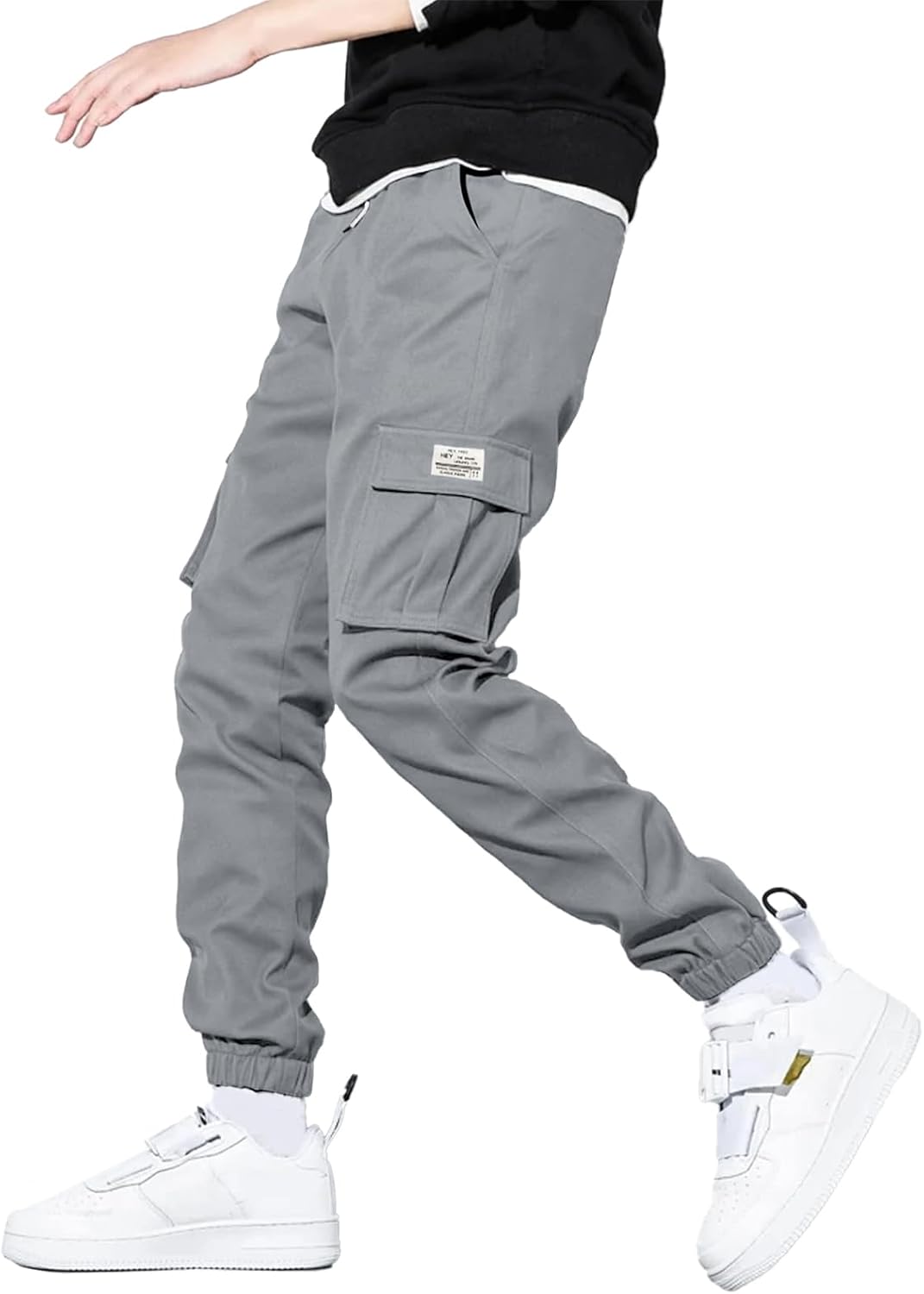HOTake Men's Casual Cargo Pants with Elastic Waist and Pockets