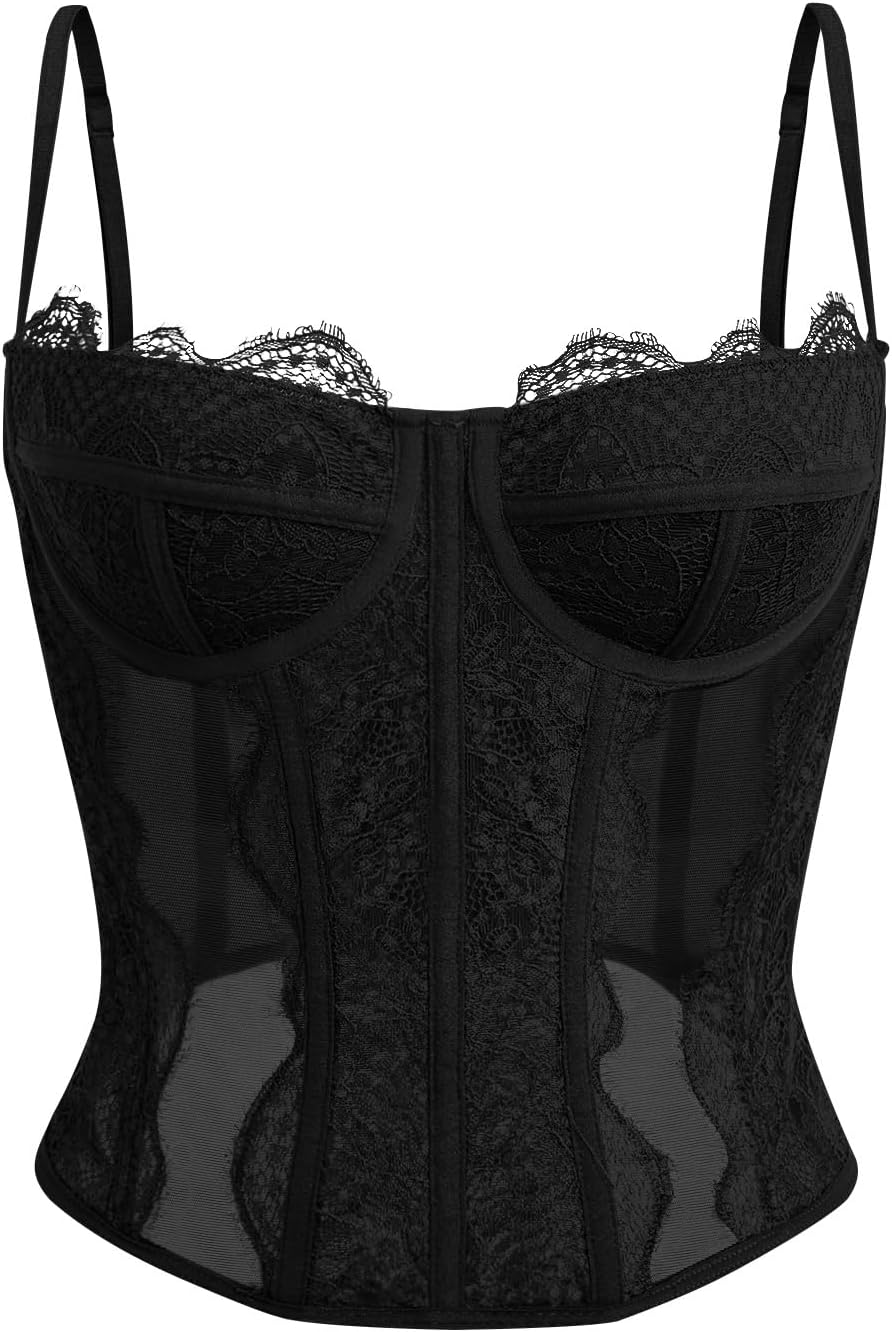 Stylish Corset Tops For Women - Lace Mesh Date Night Fashion