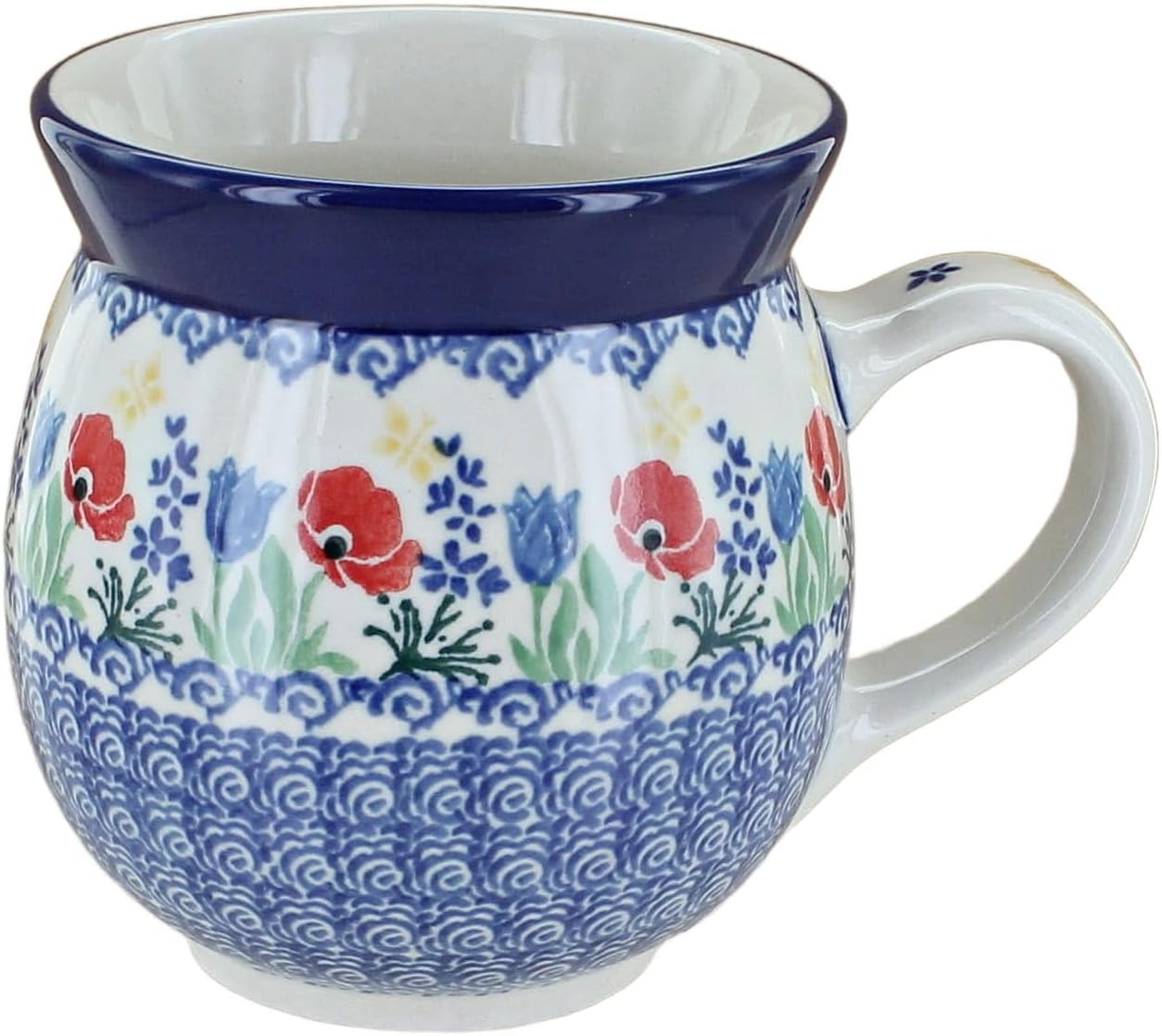 Blue Rose Polish Pottery Memory Garden Bubble Mug for All Beverages