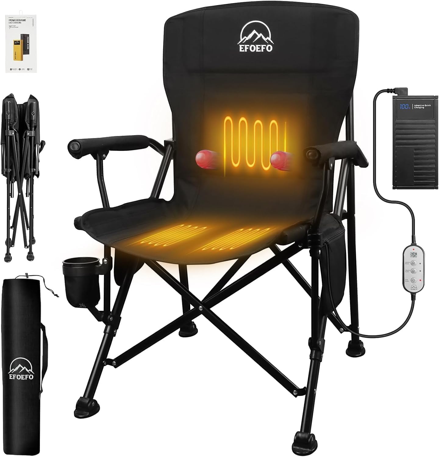 Heated Camping Chair - 3-Zone Heating & Massage, Portable & Durable
