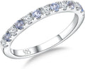 Birthstone Rings Eternity Band Sterling Silver Aquamarine - Stackable