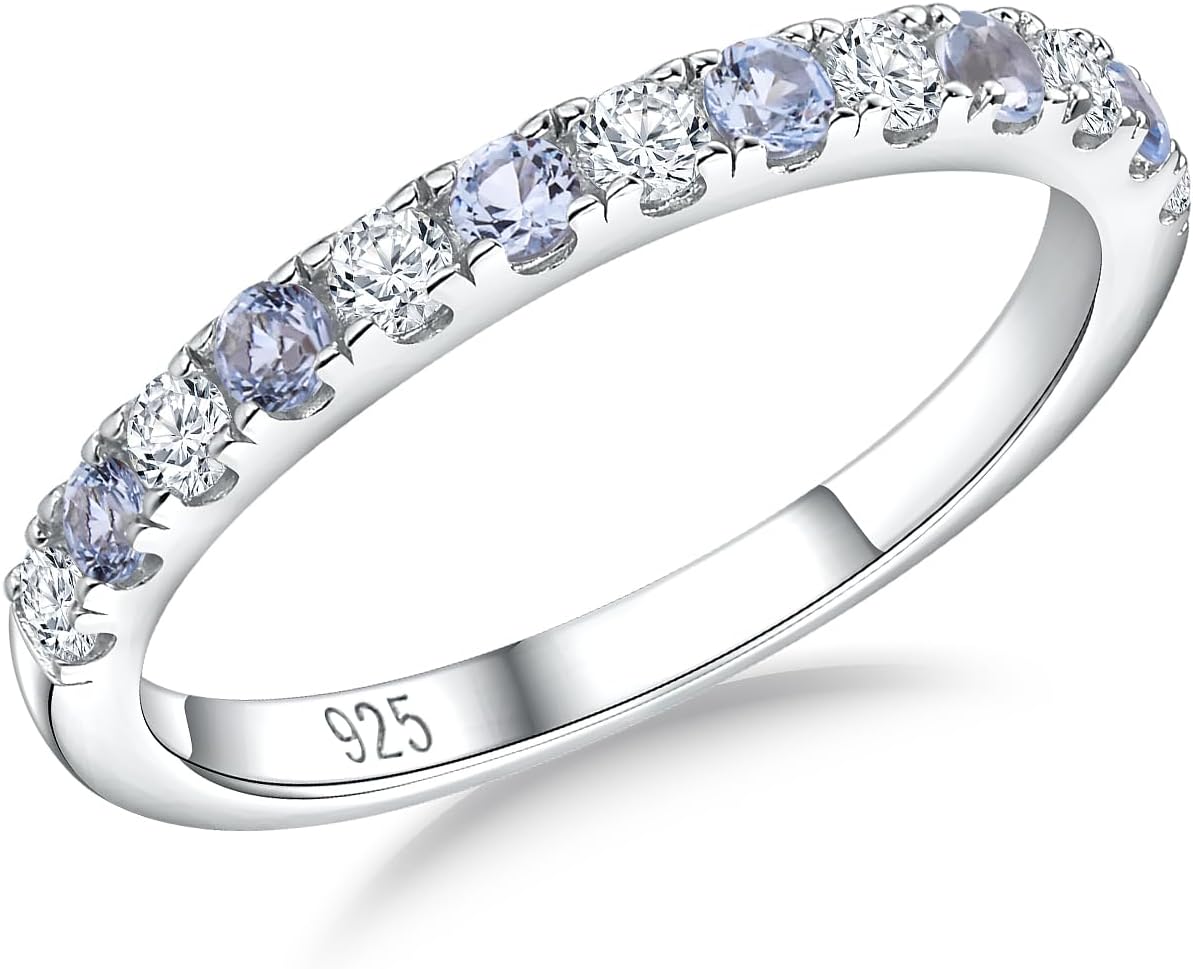 Aquamarine Birthstone Rings Eternity Band for Women Size 6 to 10