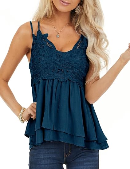 Feager Lace Tank Tops for Women Summer Spaghetti Strap Babydoll