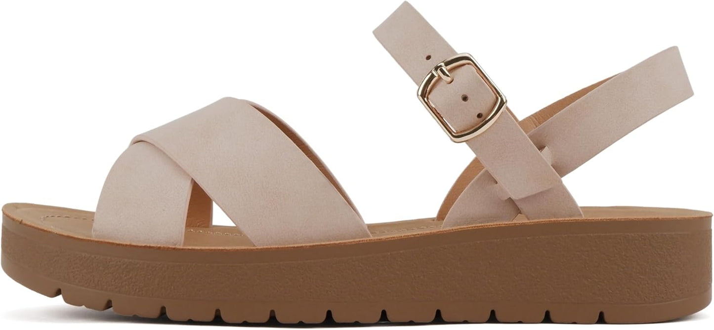 Soda Chester Women Flat Sandals with Criss Cross Band Straps