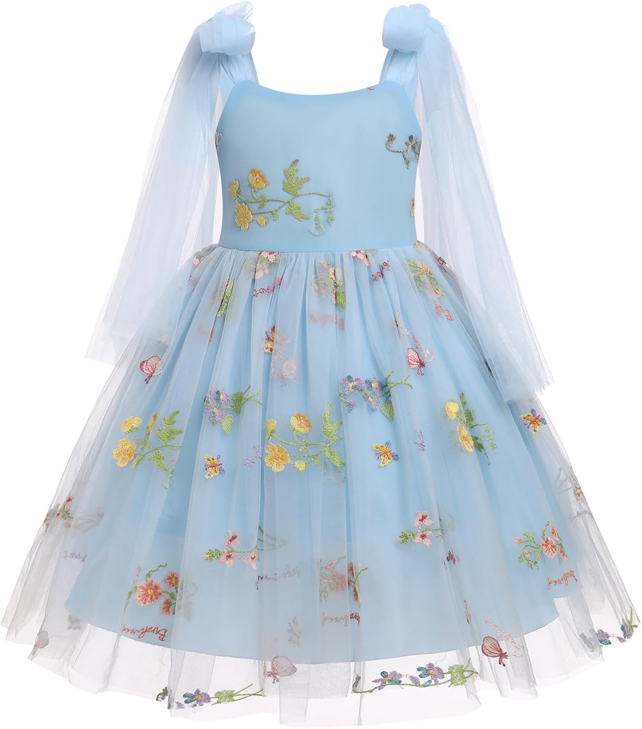 Flower Girl Floral Lace Tulle Dress for Junior Bridesmaids