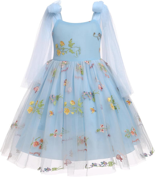 Flower Girl Floral Lace Tulle Dress for Junior Bridesmaids