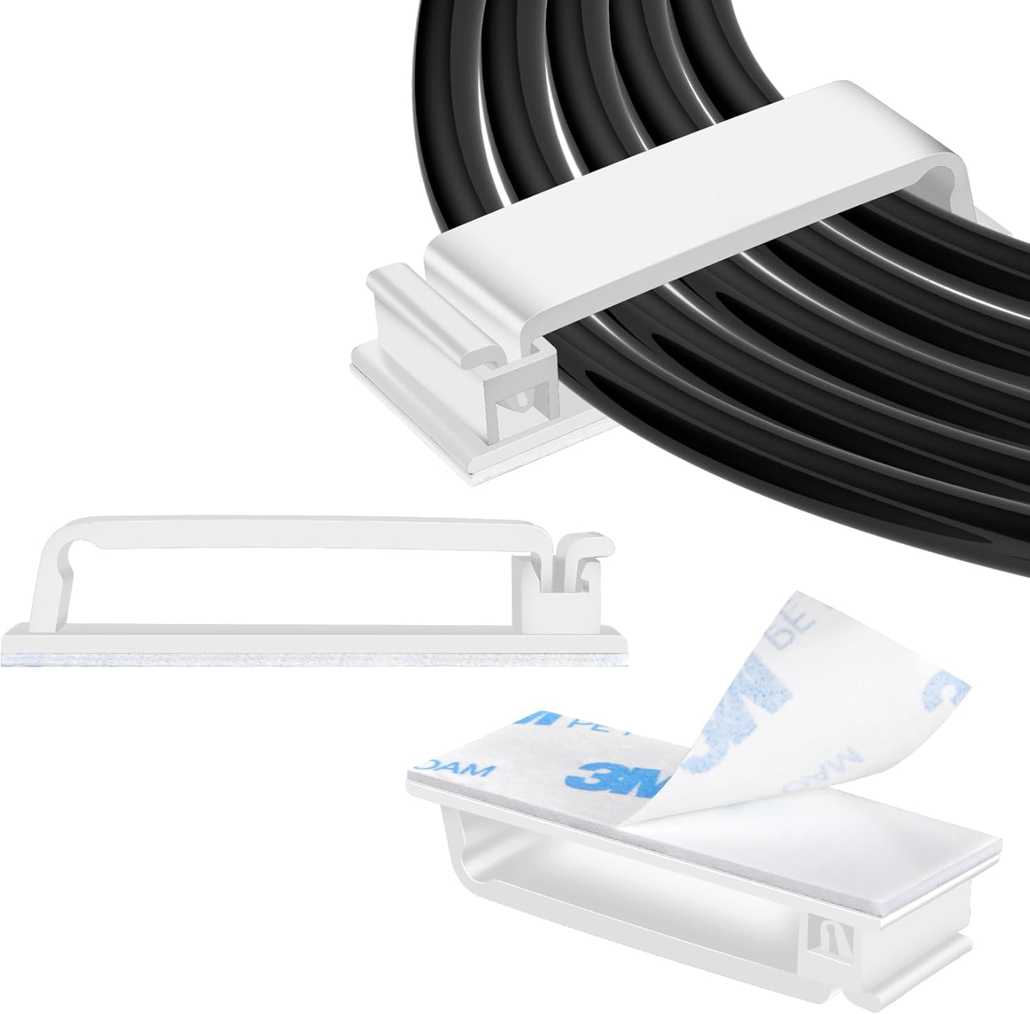 White Self Adhesive Cable Clips - Organize Wires with Ease!