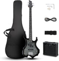 Tiger Stripes Flame Design Full Size Electric Bass Guitar - With Amp
