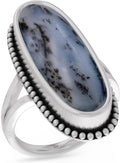 925 Sterling Silver Ring For Womens Dendritic Opal - Dainty Bezel Set