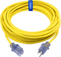 Clear Power 50ft 12/3 SJTW Yellow Outdoor Extension Cord - Heavy Duty