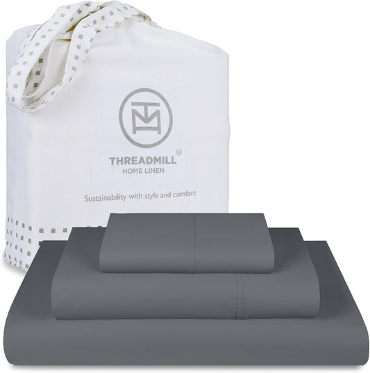 Threadmill 100% Cotton King Size Sheets Set with Deep Pockets