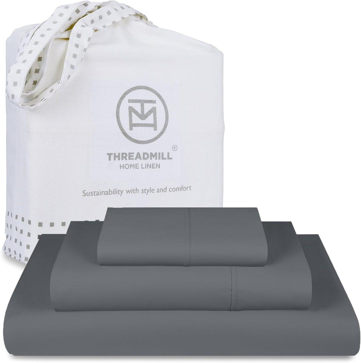 Threadmill 100% Cotton Full Bed Sheets Set with Deep Pockets