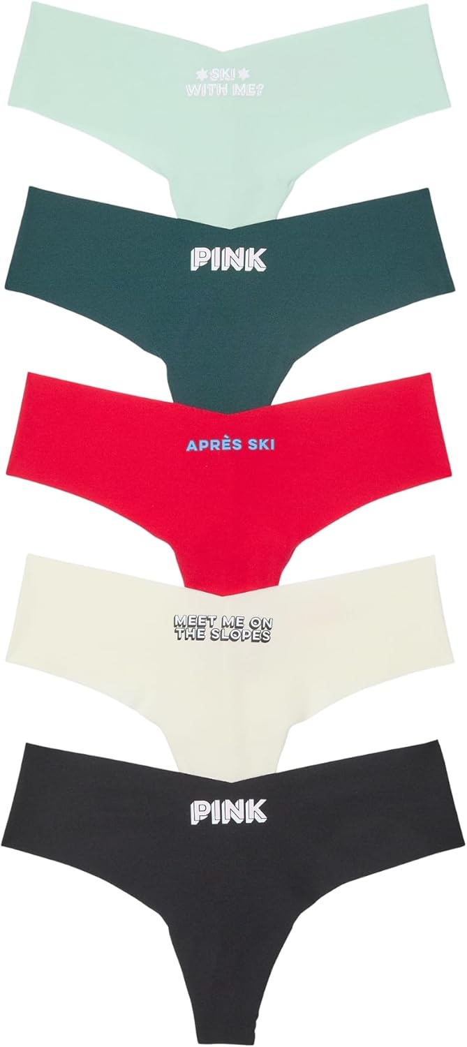 Victoria's Secret PINK Women's No Show Thong Underwear Multi Pack