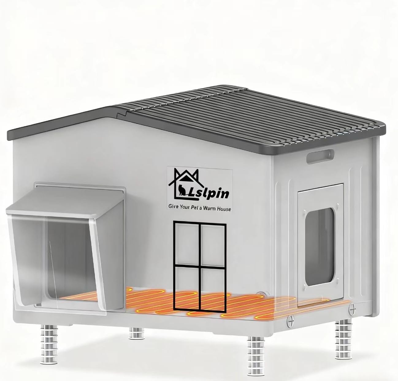 Large Indestructible Heated Cat House for Outside Winter Use