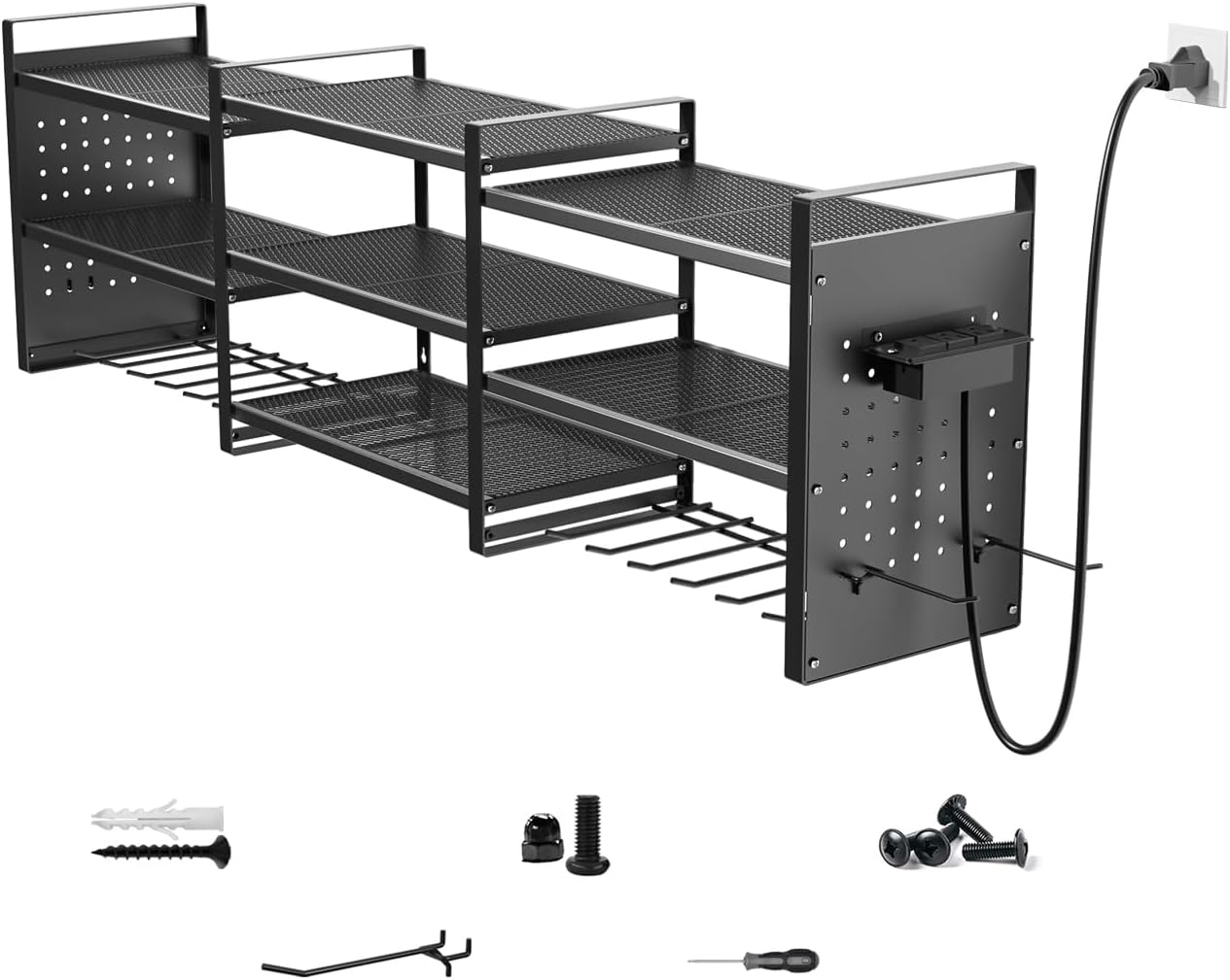 Heavy-Duty 48in Wall Mount Power Tool Organizer with Charging Station
