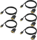 6ft HDMI to VGA Cable 5-Pack for 1080P HD Video Streaming