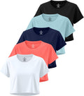 Real Essentials Women's Dry Fit Crop Top 5 Pack - Everyday Active Crop