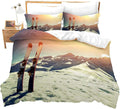 Extreme Sports Theme Duvet Cover Queen - Ski Snow Mountain Print