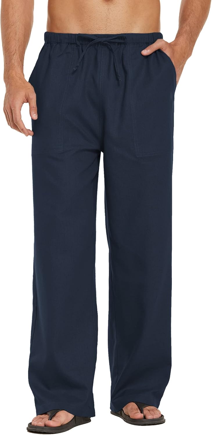 COOFANDY Mens Casual Linen Pants for Summer Beach and Yoga