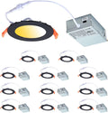 12 Pack Black Recessed Lights 4 in Soffit Wafer - Selectable Color