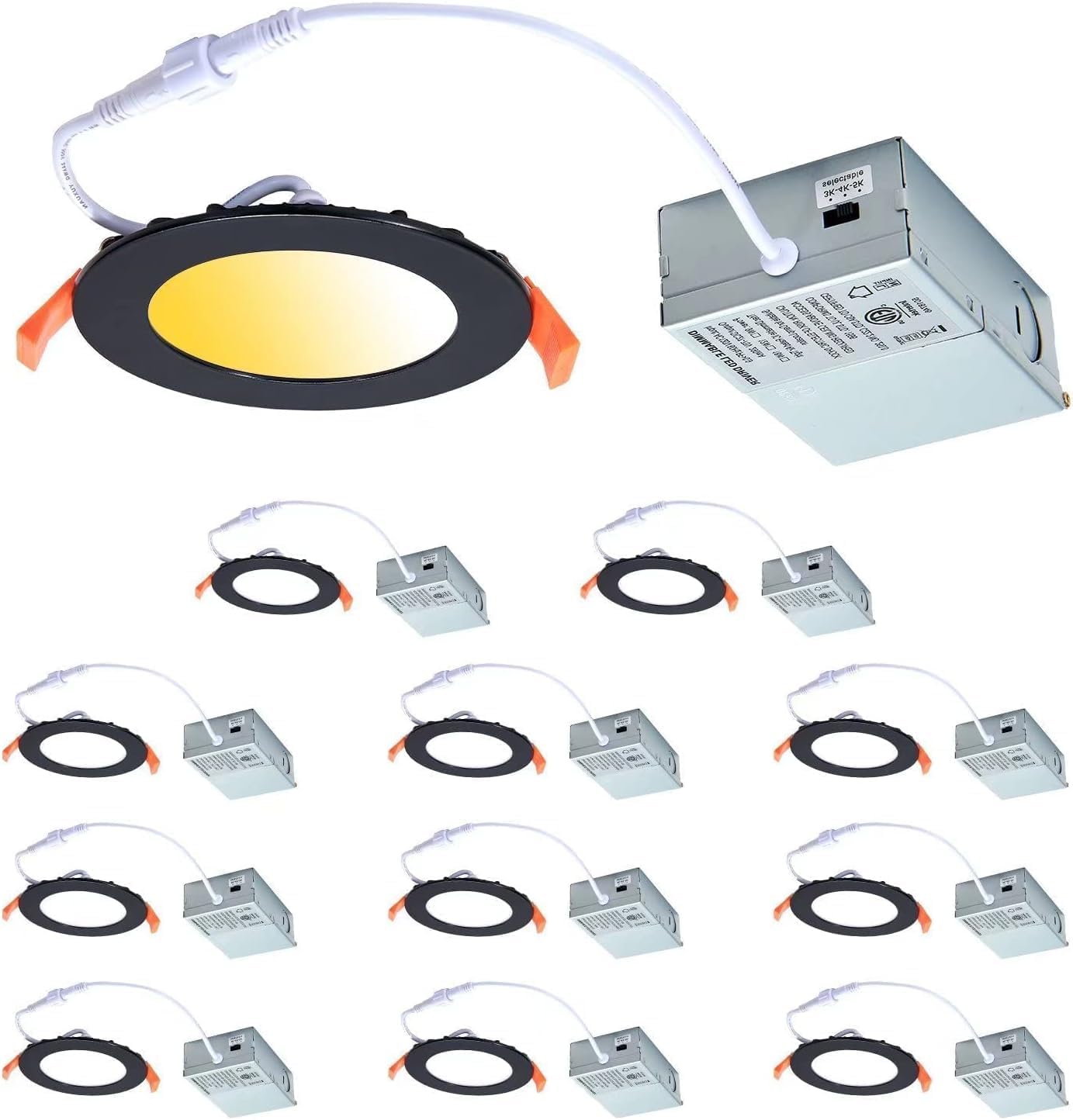 12 Pack Black Recessed Lights for Dimmable Soffit Lighting