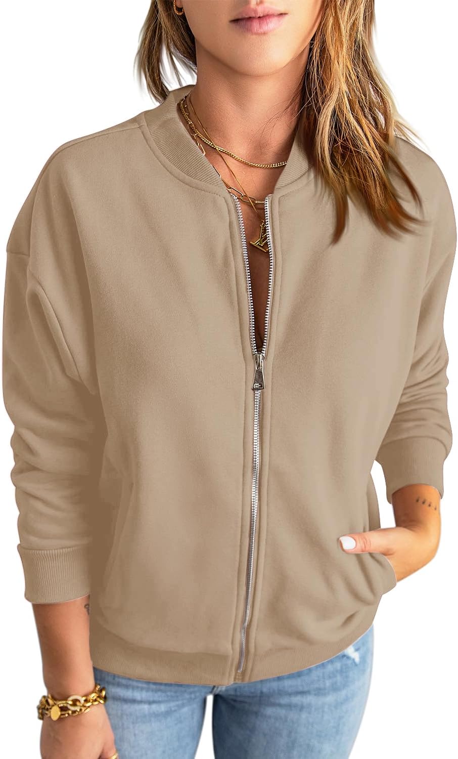 GeGekoko Womens Zip Up Sweatshirts for Casual Fall Style