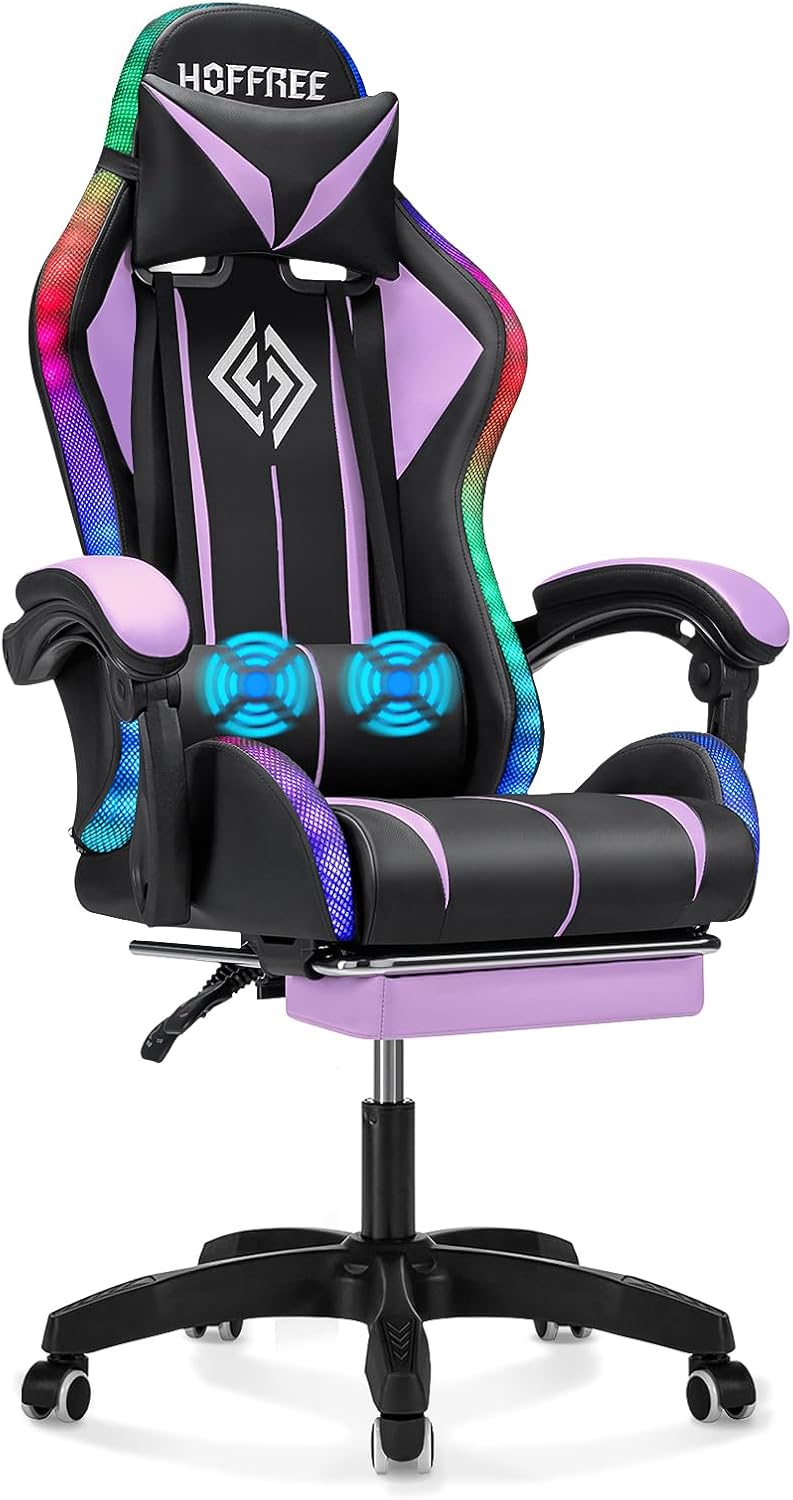 VANSPACE Gaming Chair with Massage & LED Lights