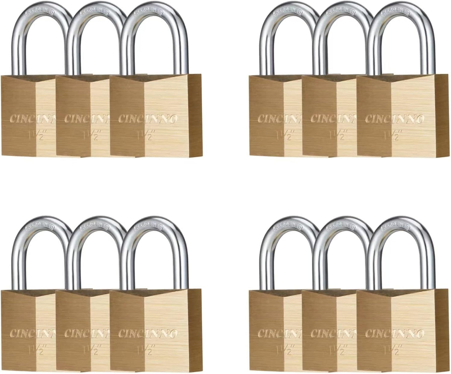 Durable 12 Pack Brass Keyed Alike Weatherproof Padlocks for Outdoor