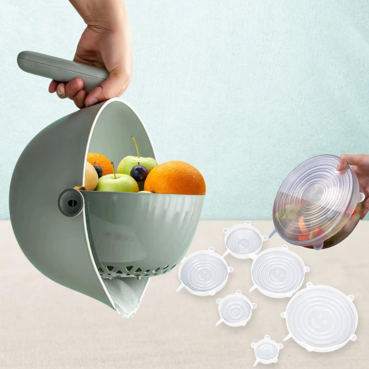 2-in-1 Rotating Strainer Set | Wash & Mix Veggies & Fruits Effortlessly