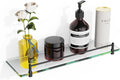 16 Inch Glass Bathroom Shelves Matte Black Floating Shelf - Sleek